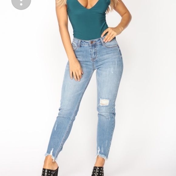 jeans with frayed ankle